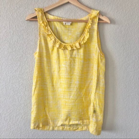 Kate Spade Maddie Silk Yellow Ruffle Tank Top 8 - Picture 2 of 8